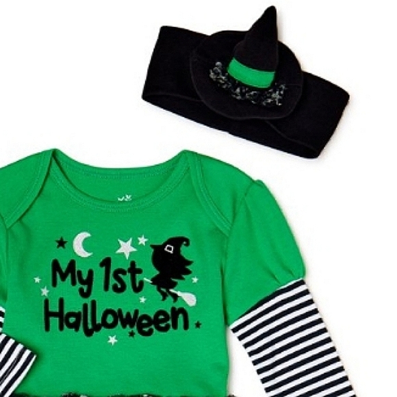 NWT Girls Long Sleeve Tutu "My First Halloween" Bodysuit & Headband Set - Picture 13 of 13